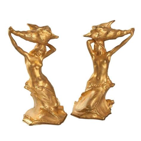 French Art Nouveau Bronze Candlesticks By Muller At 1stdibs