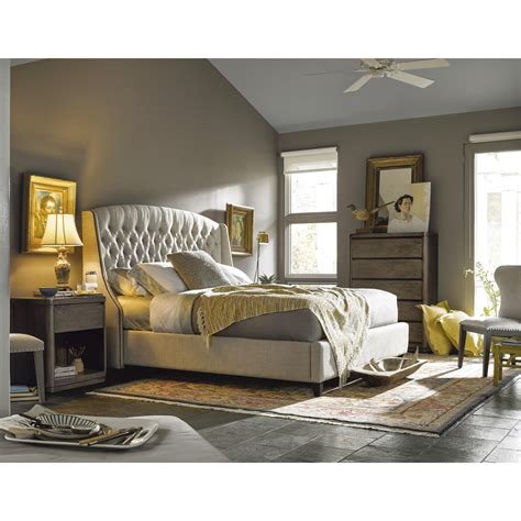 Universal Curated Halston Upholstered King Bed With Winged Headboard
