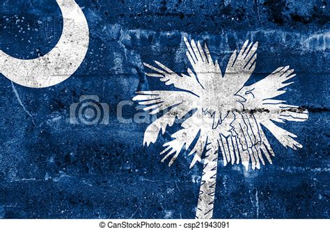 South Carolina State Flag Painted On Grunge Wall