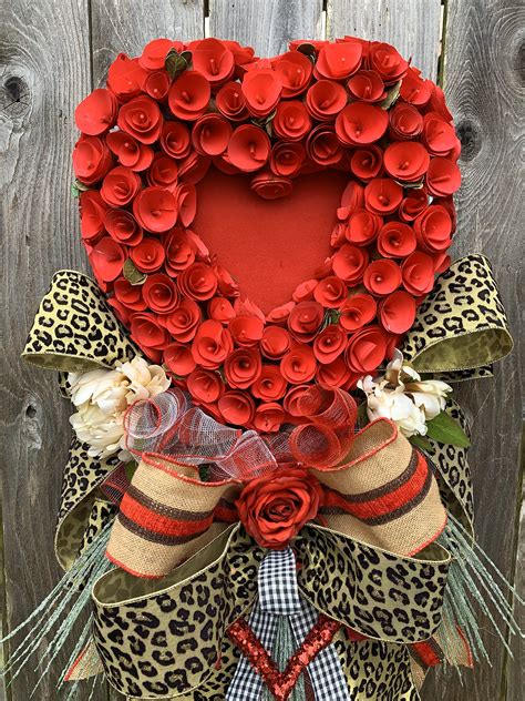 Valentines Day Wreath Valentines Cheetah Wreath Valentines Heart