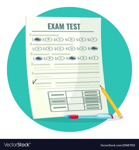 Exam Test On Paper With Answers And Pencil Vector Image