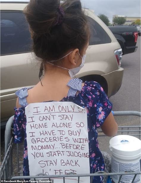 Mom Puts Sign On Daughters Back To Explain Grocery Store Outing Amid