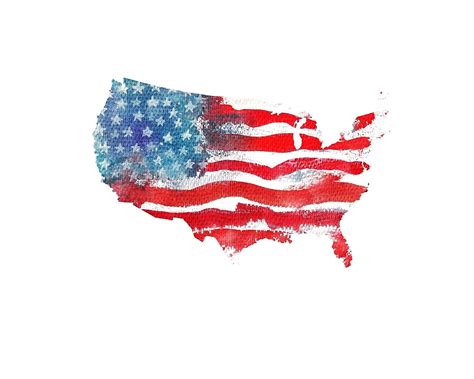 United States Of America Watercolor Texture Of American Flag Usa Map