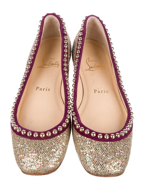 Christian Louboutin Glitter Studded Flats Shoes Cht83585 The Realreal