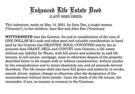 Printable Lady Bird Deed Florida Form