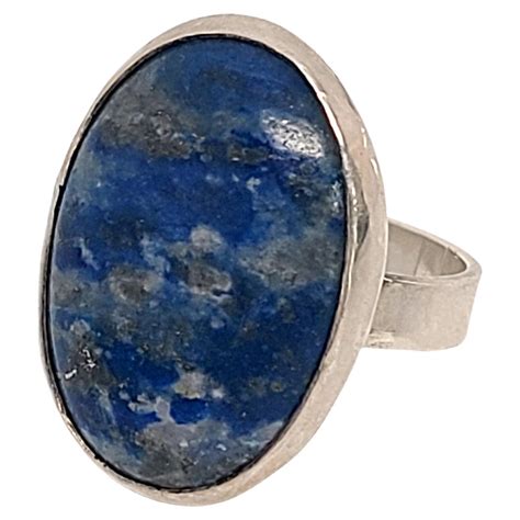 Native American Signed Sterling Silver Lapis Lazuli Wide Ring At Stdibs