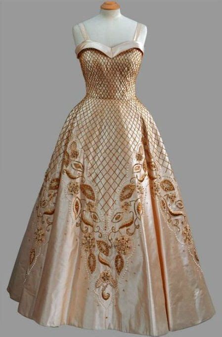 The queen s wedding gown was inspired by a painting how world. Evening Gown, Norman Hartnell: 1957, silk with with ...