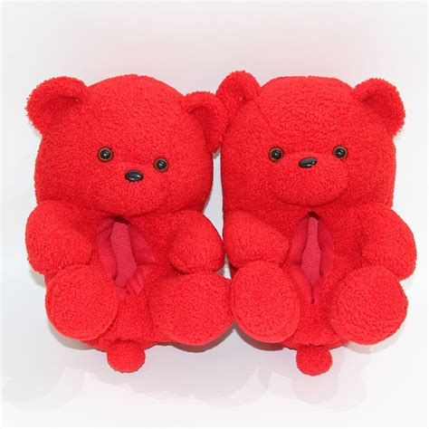 Women Home Indoor Soft Anti Slip Faux Fur Cute Teddy Bear Slippers