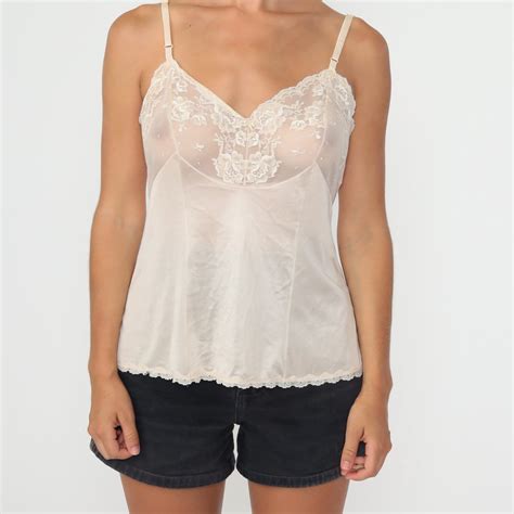 Camisole Lingerie Top Vanity Fair Sheer Lace Tank Top S Etsy