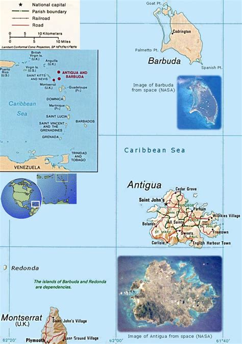 Relief And Road Map Of Antigua And Barbuda Antigua And Barbuda Relief