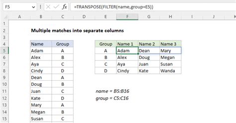 Multiple Matches Into Separate Columns Excel Formula Exceljet