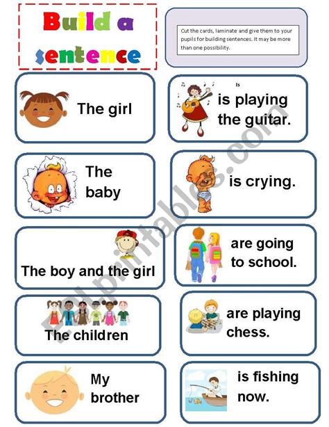 Build A Sentence Game ESL Worksheet By Ellakass