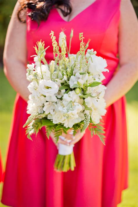 Celebrate sunset beach creative gemstone. Bridesmaid's bouquet with white stock, lisianthus ...