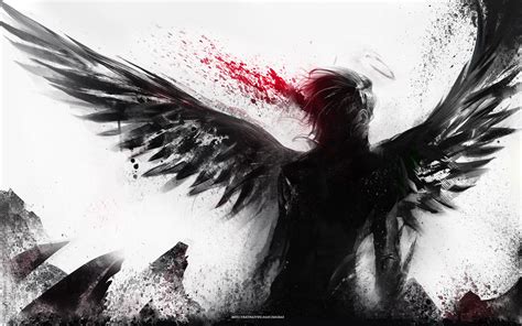 Wallpaper Fantasy Art Abstract Wings Angel Beak Blood Spatter