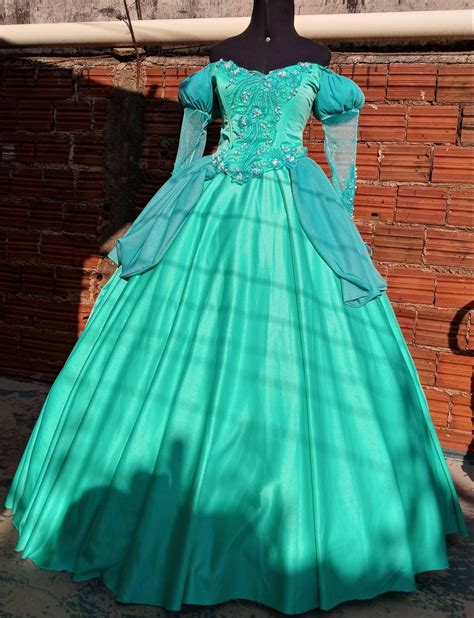 Ariel Teal Gown Green Dress Costume Cosplay Adult Disney Etsy
