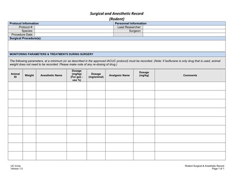 Surgical Logbook Surgical Case Log Template