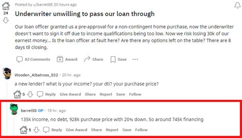 Guy Who Makes 135kyear Is Shocked His 750k Loan Isnt Being Approved