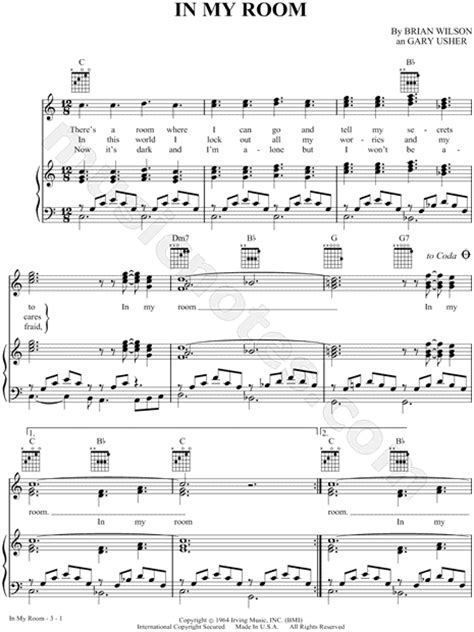 In my bedroom song download. The Beach Boys "In My Room" Sheet Music in C Major ...