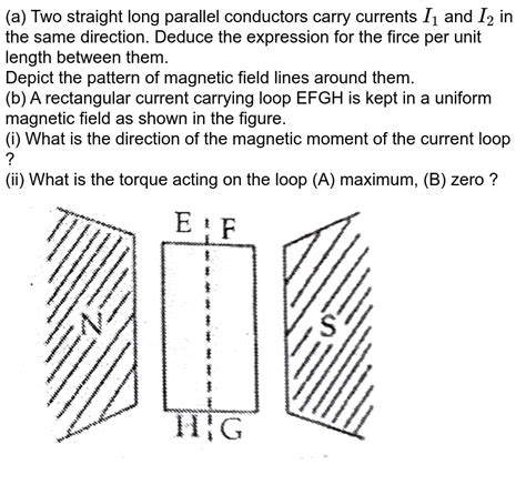 A Two Straight Long Parallel Conductors Carry Currents I1 And I2 I