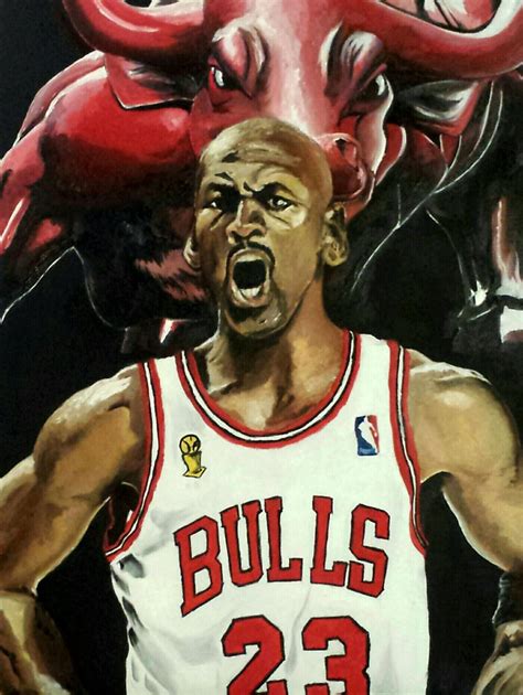 Original Painting Of The Bull In Jordan Oil On Etsy Nba Basketball