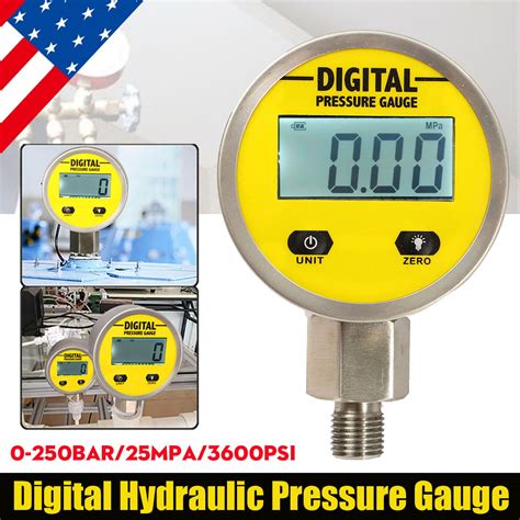 Digital Hydraulic Pressure Gauge 0 250bar 3600psi Npt14 Base
