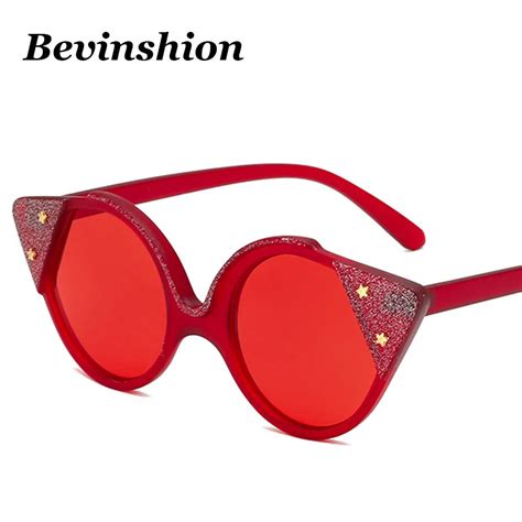 Sexy Cat Eye Sunglasses Women With Star Rivet Shiny Frame Brand Designer New 2019 Red Purple