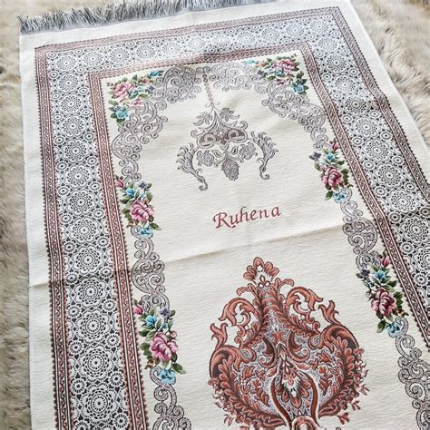 Personalised Prayer Mat With Embroidery Cream Sejadah Salah Etsy