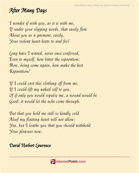 After Many Days Poem By David Herbert Lawrence