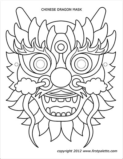 Make a dragon mask using our free printable dragon mask template! Chinese Dragon Mask Templates | Free Printable Templates & Coloring Pages | FirstPalette.com