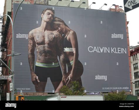 New York Ny 10172019 Justin Bieber And Hailey Baldwin Bieber Calvin Klein Billboard In