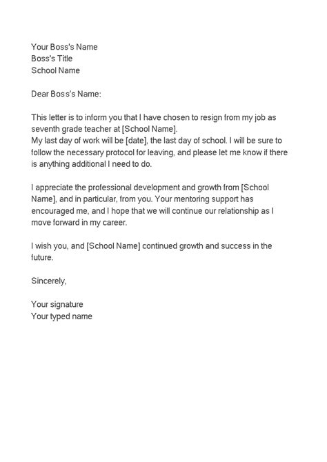 Once you have resigned, use the sample farewell email to inform your colleagues of your resignation. Formal Resignation Letter For Teacher | Templates at ...