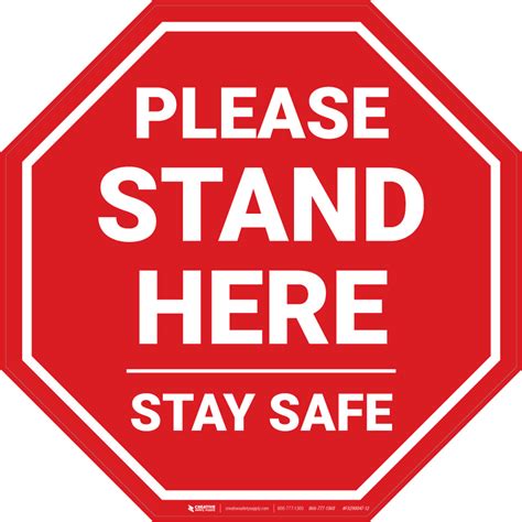 Please Stand Here Stay Safe Stop Floor Sign
