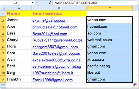 How To Sort Email Address By Domain In Excel