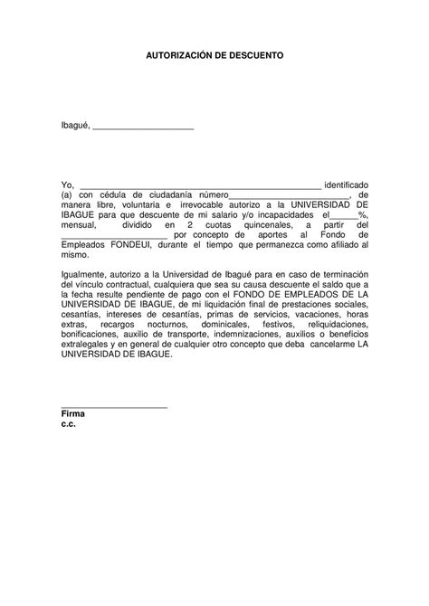 Carta De Autorizacion Ejemplo