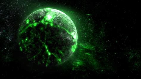 Download Wallpaper 1600x900 Planet Green Glow Bright Space Widescreen 169 Hd Background