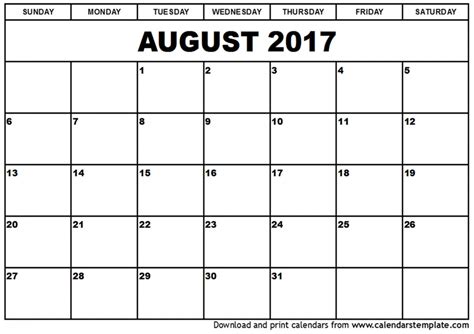 August 2017 Calendar Fort Pierce Central