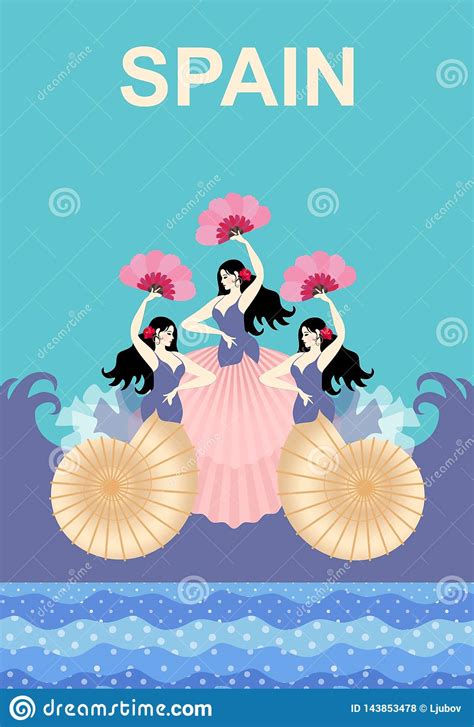 Two Spanish Girls In The Form Of Mermaids Are Dancing Flamenco Isolated On White Background In