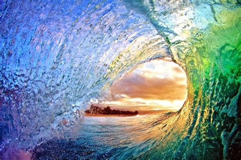 Sunset Colors From Inside A Barrel Of A Wave Taken At North Shore