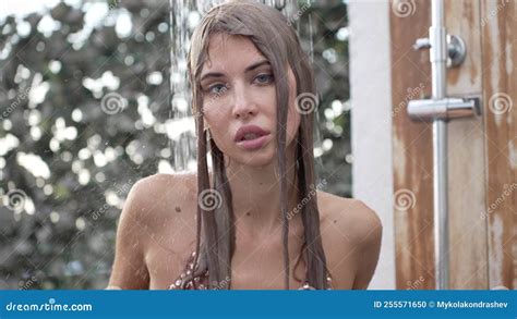 Woman Bathing In The Shower Slow Motion Stock Footage Video Of Clean Outdoors 255571650
