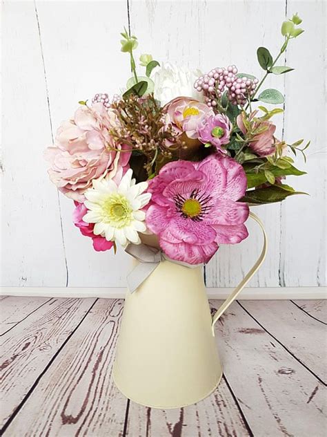 Artificial wild flower arrangement and vase by lime tree london, the perfect gift for £17.5! Jug Of Flowers Spring Decoration Vintage Jug Decoration ...