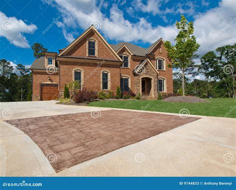 Luxury Model Home Exterior Stone Driveway Stock Image Image Of