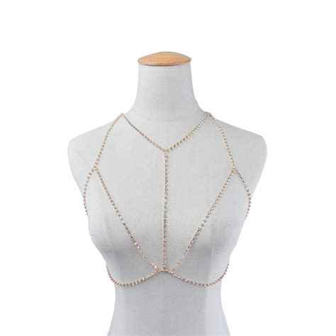 Buy Crystal Body Chains Rhinestone Bra Necklace Bikini