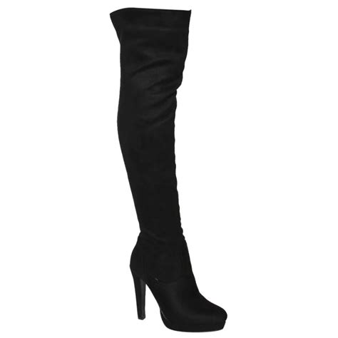 Beston Fm34 Womens Stretchy Snug Fit Platform Thigh High Stiletto Heel Boots In Over The Knee