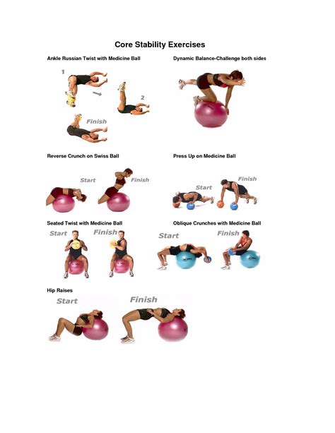 Stability Ball Core Workouts Core Stability Swiss And Medicine Ball