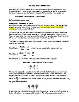Get plenty of practice and understand calculus now! 33 Calculus Related Rates Worksheet - Free Worksheet ...