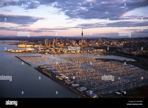 Aerial Photo Westhaven Marina And Skyline Auckland New Zealand Stock