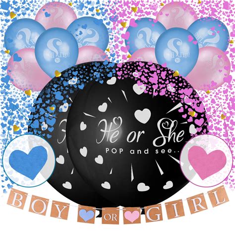 Buy 36 Baby Gender Reveal Balloon With Heart Shaped Confetti Pink And