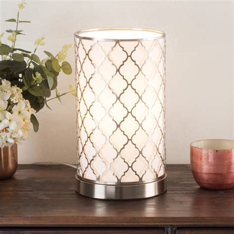 Led Uplight Table Lamp With Steel Finish Fabric Overwrap Laser Cut