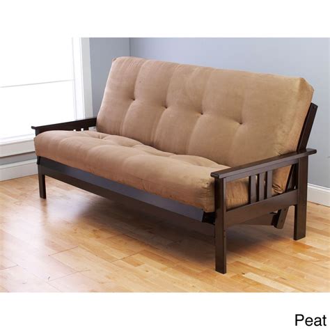 Add soft and versatile seating to your home with stylish futons. Porch & Den DeSoto Hardwood/ Suede Queen-Size Futon Sofa ...