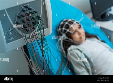 Little Girl Undergoing Electroencephalography Procedure Stock Photo Alamy